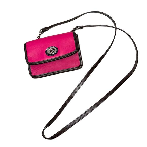Coach Fuchsia Pink Brown Turn Lock Legacy Mini Crossbody 48022 Bag Purse - Picture 1 of 13